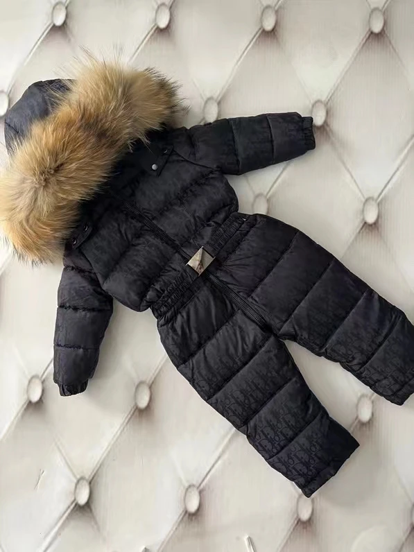 Fur 2022 Winter baby down coat Child duck down suit outerwear Fur overalls children's Snowsuit down coats Child jumpsuit romper