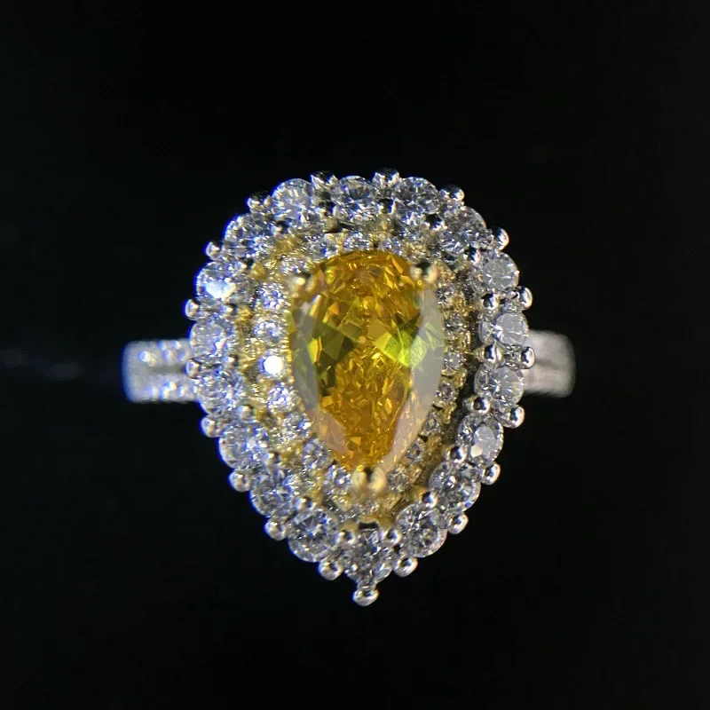 MDL مويسانيتي 1 نمط سميك PT950 البلاتين قطرة سيترين خاتم قيراط خاتم الماس