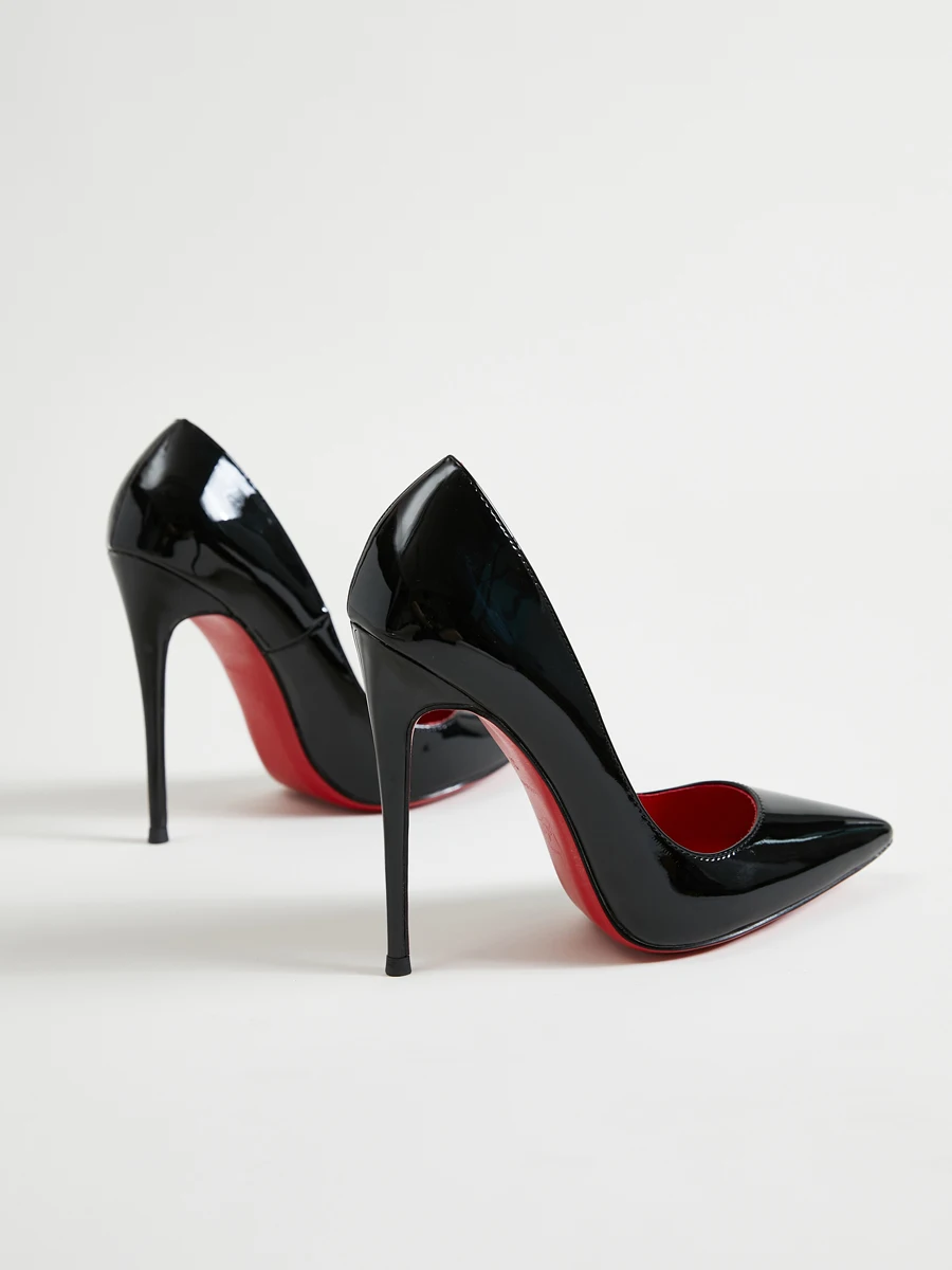 2024 New 12cm Pointed Black High Heels, Women's Fine Heels, Elegant Charm, Sexy Shallow Mouth Large Red Sole Single Shoes