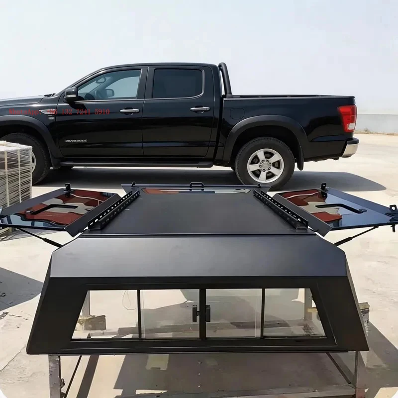 

High Performance Customized Hard Tri-Fold Tonneau Cover For Pickup Truck 3-Panel Folding Bed Cover With Glass Window Waterproof