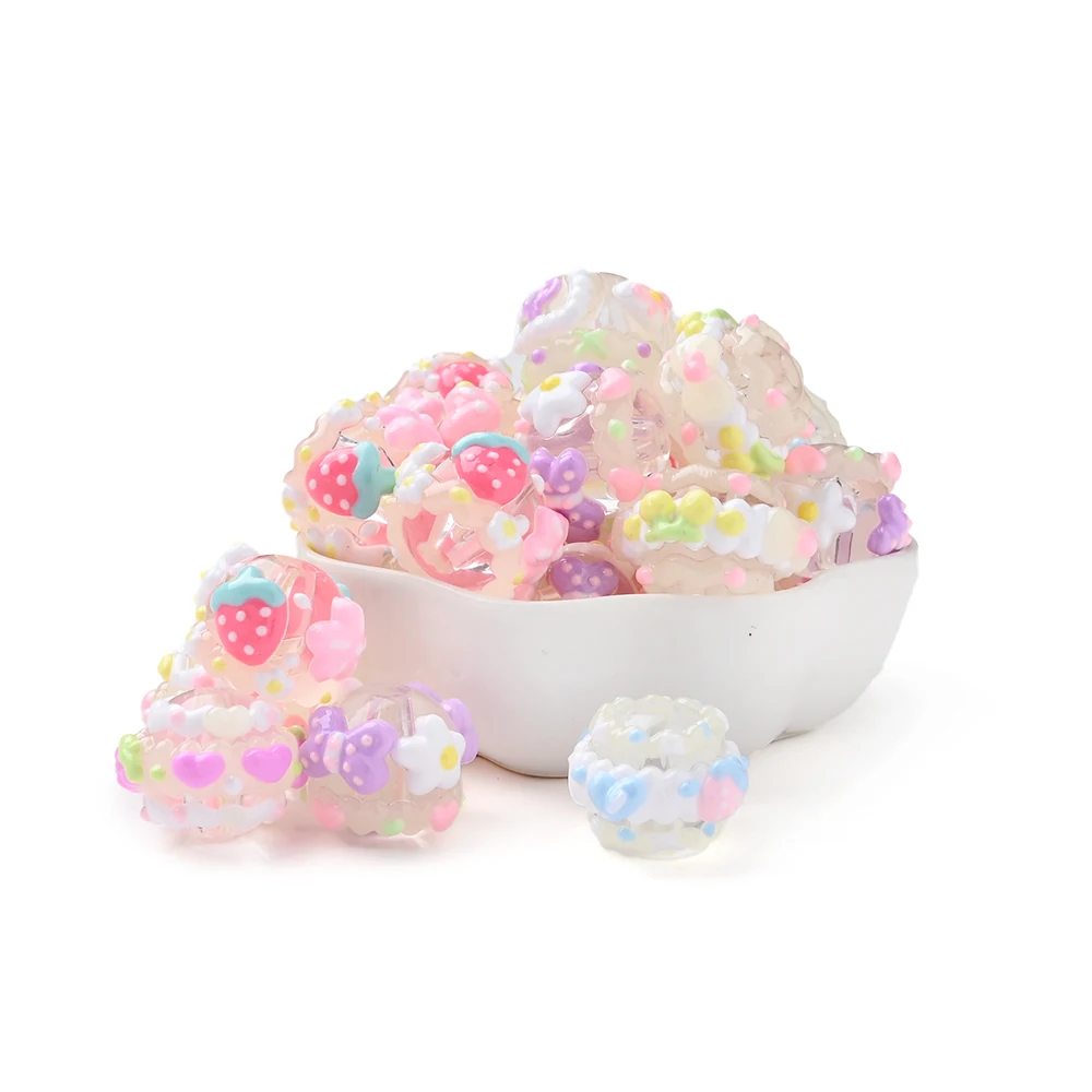 10Pcs 15mm Clear Round Beads Hand Drawn Resin Bead For DIY Baby Pacifier Chain Teether Bracelet Jewelry Making image 5