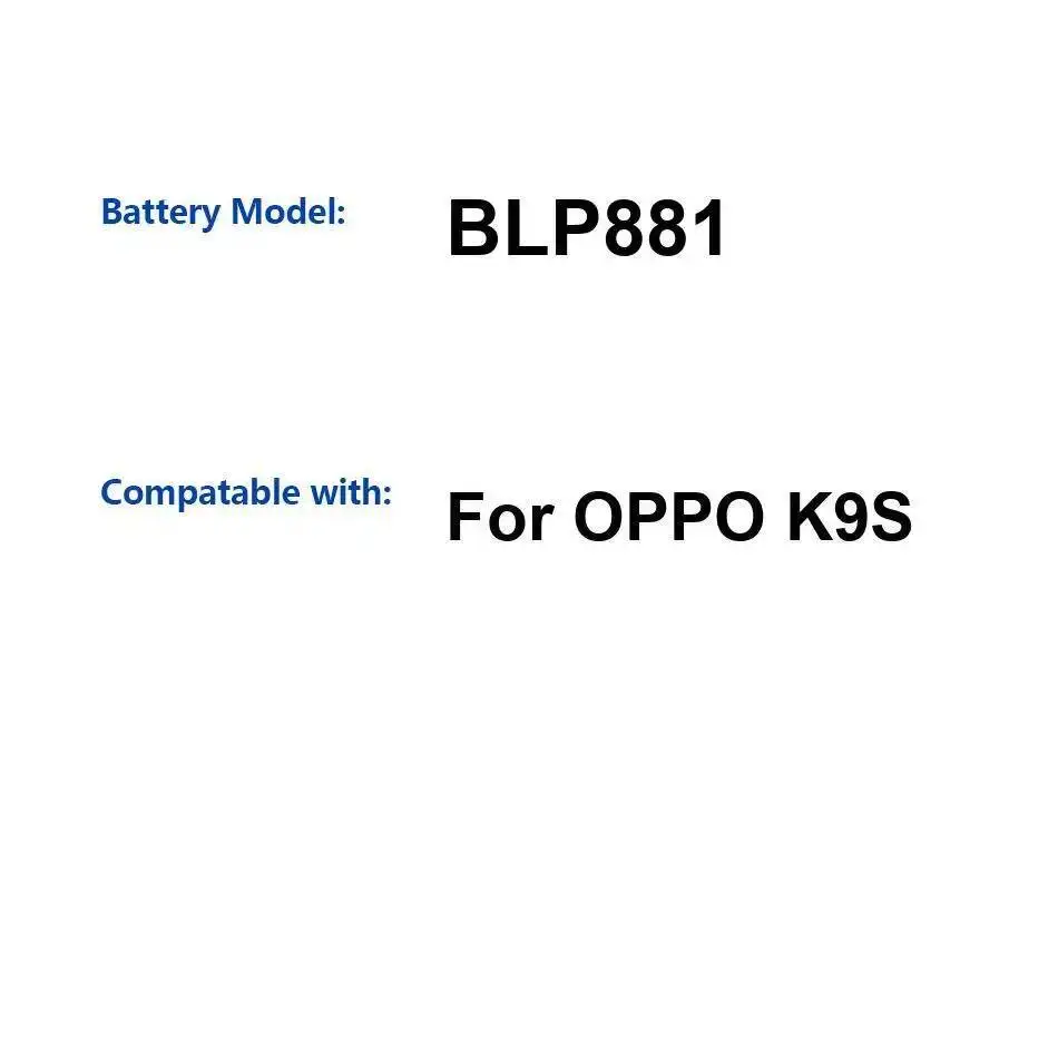 

Премиальная замена BLP881 для аккумулятора мобильного телефона Oppo K9S большой емкости 5000 мАч