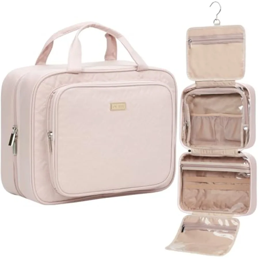 

Travel Toiletry Bag for Women, Makeup Essentials Organizer, Hanging Case for Accessories, Cosmetics, Size