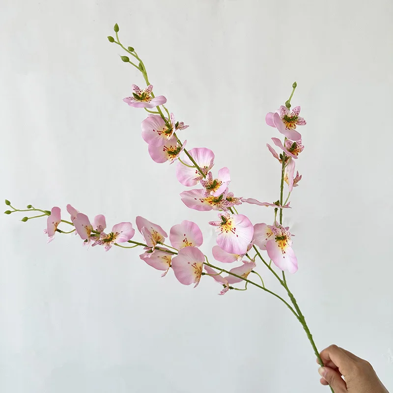 

10 шт. искусственные цветы 3 вилки танцующая орхидея свадебные декоративные цветы онцидиума домашний декор цветочная композиция реквизит для фотографий