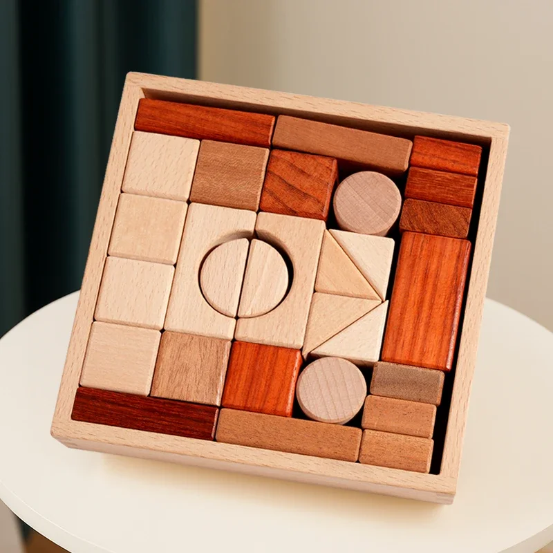 

Деревянная коробка из цельного дерева, сборка с крупными частицами, строительные игрушки, детский образовательный блок «сделай сам», пространственное мышление