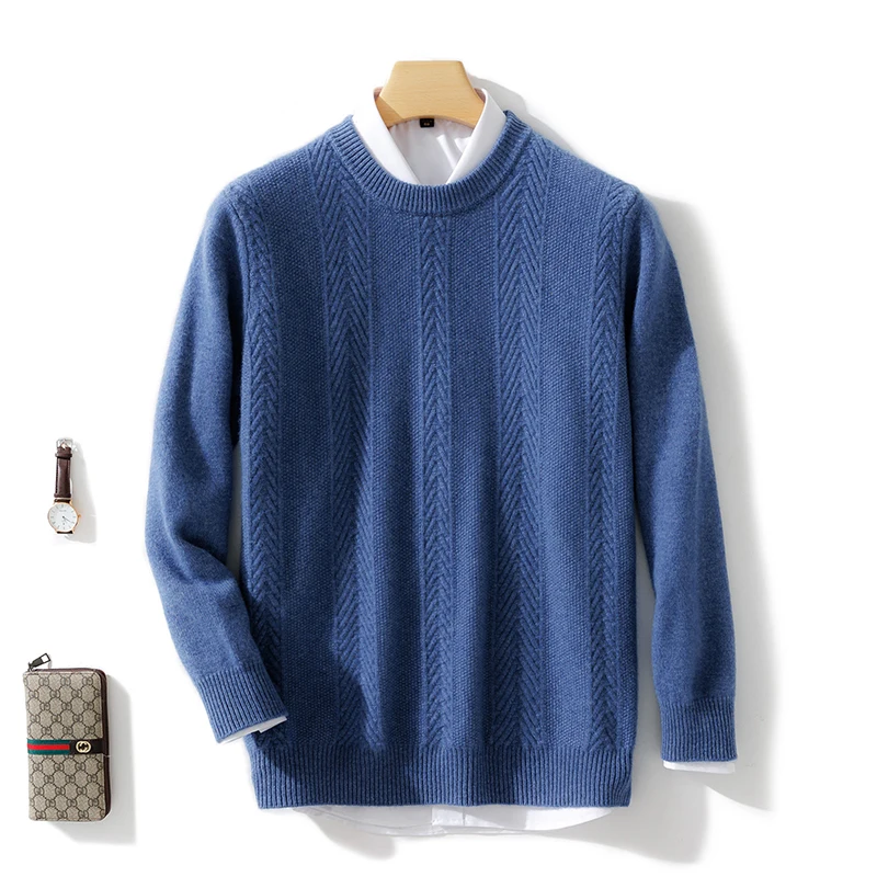 2022 100% Cashmere Thick Sweaters Knit Oneck Male Jumpers Winter Long Sleeve Warm Pullovers Men\'s Clothing