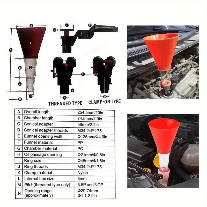 Universal Car Motorcycle Gasoline Oil Filling Funnel Adjustable Width Holding Clamp Engine Oil Filling Set Auto Moto Accessories