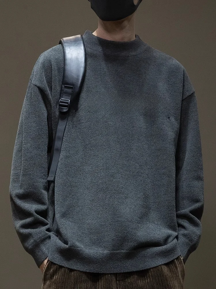 

Men's Loose Thiened Knitted Sweater Warm Inner Wear Casual Sle Long Sve round Ne Sweatirt Faionable Autumn Winte...