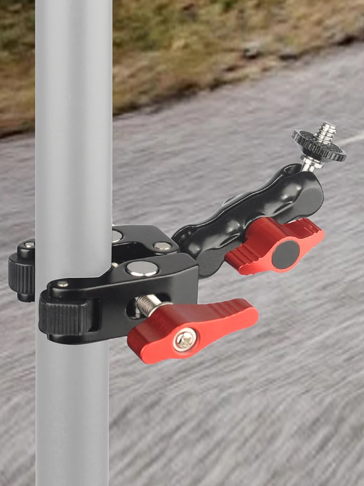 مشبك مشبك برأس كروي مع 1/4 بوصة -20 خيط ذراع سحري سوبر المشبك المعدني سوبر المشبك لـ GoPro DSLR شاشة كاميرا مصباح ليد ميكروفون