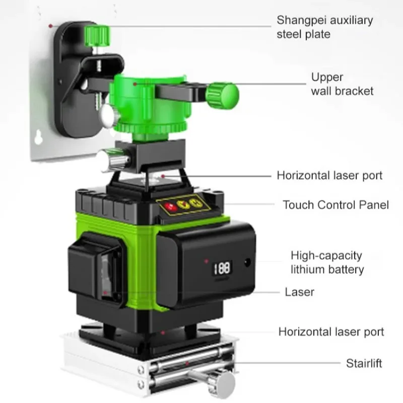 Advanced Laser Leveling Instrument for Accurate Wall and Floor Alignment 16 Strong Light Lines