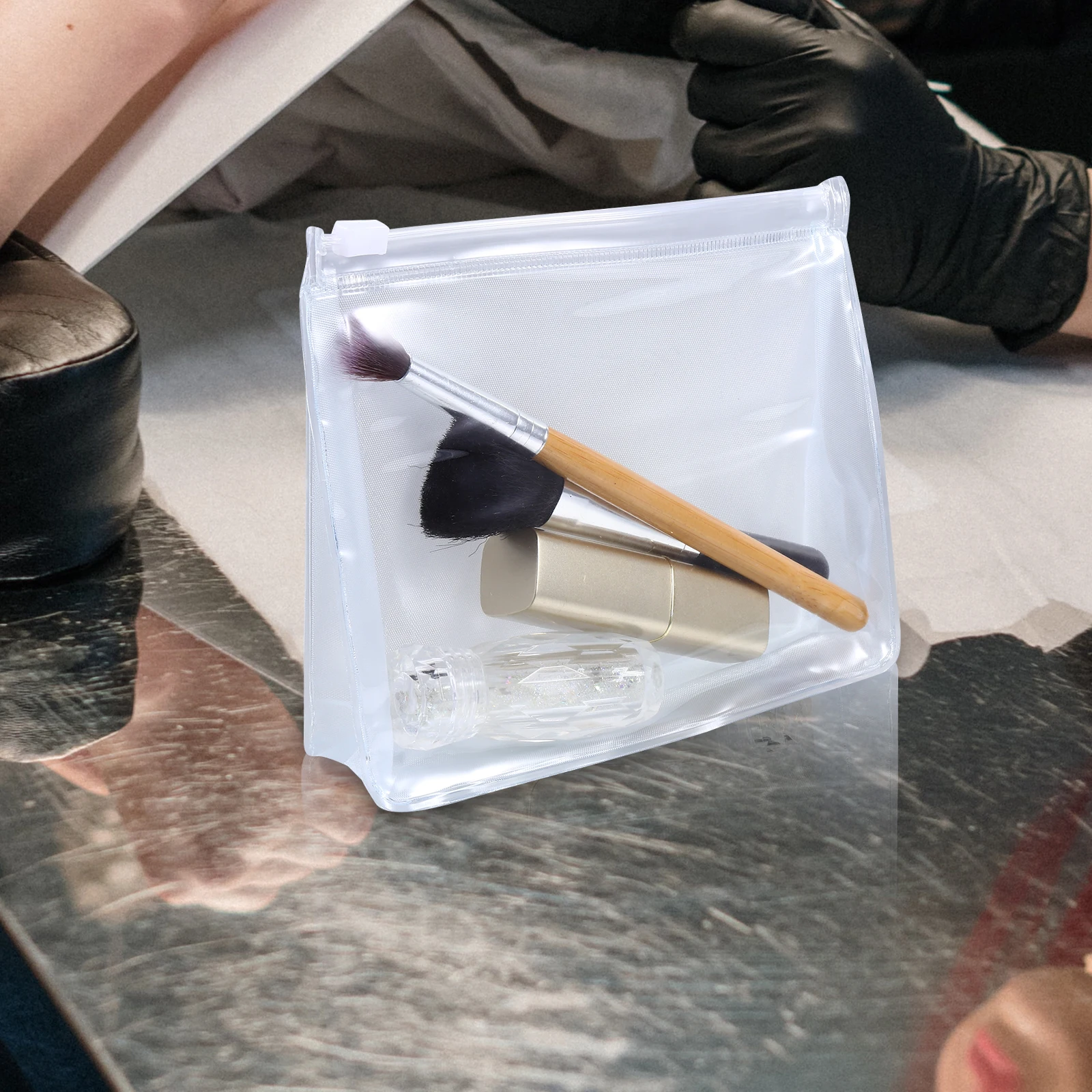 

10pcs Clear Storage Bag PVC Travel Toiletry Organizer Thick Durable Reusable Women Makeup Pouch Container