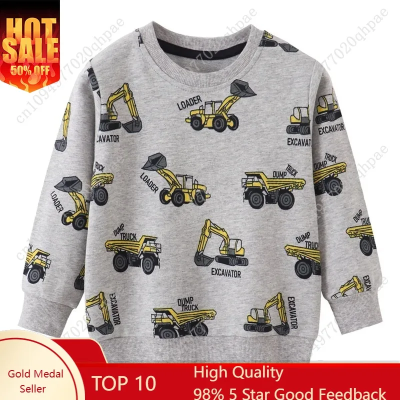 

Jumping Meters 2-7T Fashion Boys Sweatshirts Autumn Cars Print Long Sleeve Toddler Kids Costume Spring Hooded Shirts