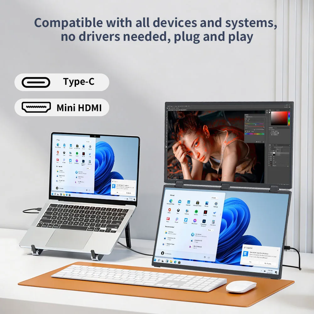 15.6 Inch Portable Computer Monitor 100sRGB Portable Laptop Monitor for PS4/5 Switch Xbox Phone