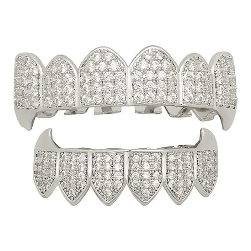 

Bling Cubic Zircon Hip Hop Grillz Caps Full CZ Iced out Micro Pave Top & Bottom Charm Grills Набор для мужчин и женщин Ювелирные изделия в подарок