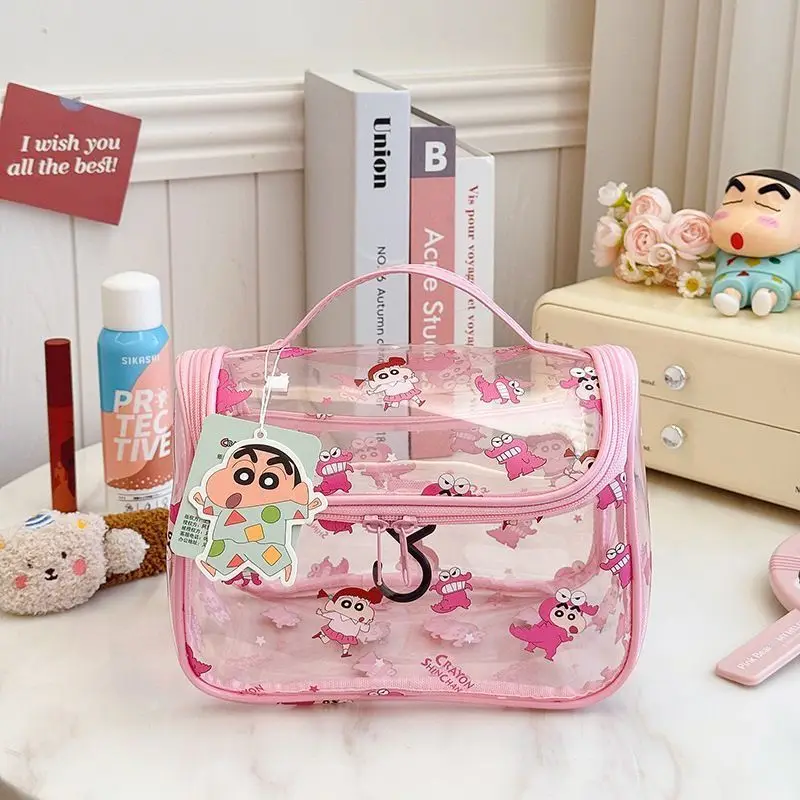Crayon shin-chan Nohara Hiroshi dessin animé mignon sac cosmétique Transparent pratique grande capacité Portable sac de rangement de toilette