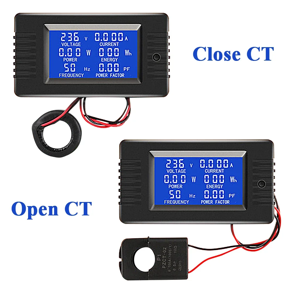 PZEM-022 AC Digital Display Multimeter Power Monitor Voltmeter Ammeter Wattmeter Frequency Meter Factor Meter AC 80V~260V 100A