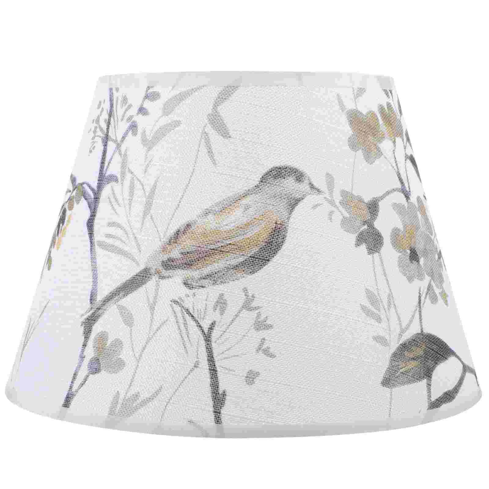 Flower and Bird Fabric Lampshade Table Decor Printed Shades for Bedside Accessories Desk