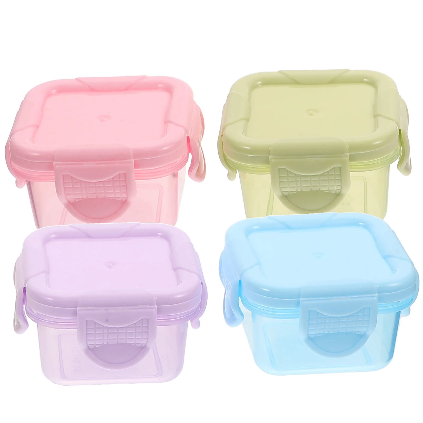 

4Pcs Multi-Functional Sealed Canisters Portable Storage Containers for Rice Snack Fruit Bento Box Sauce Container