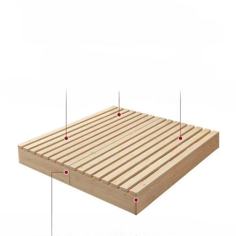 

Solid wood Japanese tatami double row skeleton, bedroom wooden bed