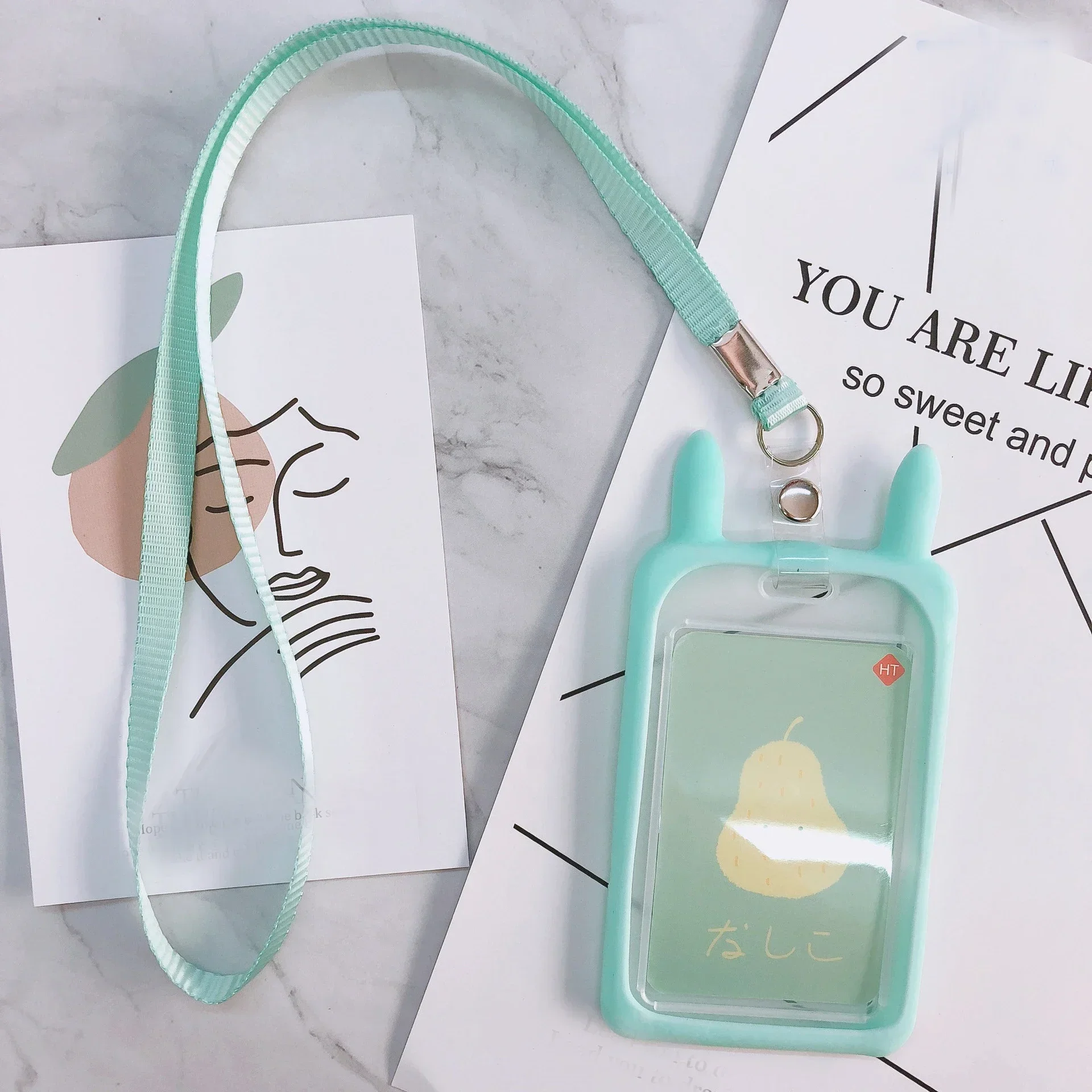 High Quality ID Credit Card Holder Cute Cartoon Silicone Bus Card Case Neck Strap with Lanyard Badge Holder Kids Christmas Gifts