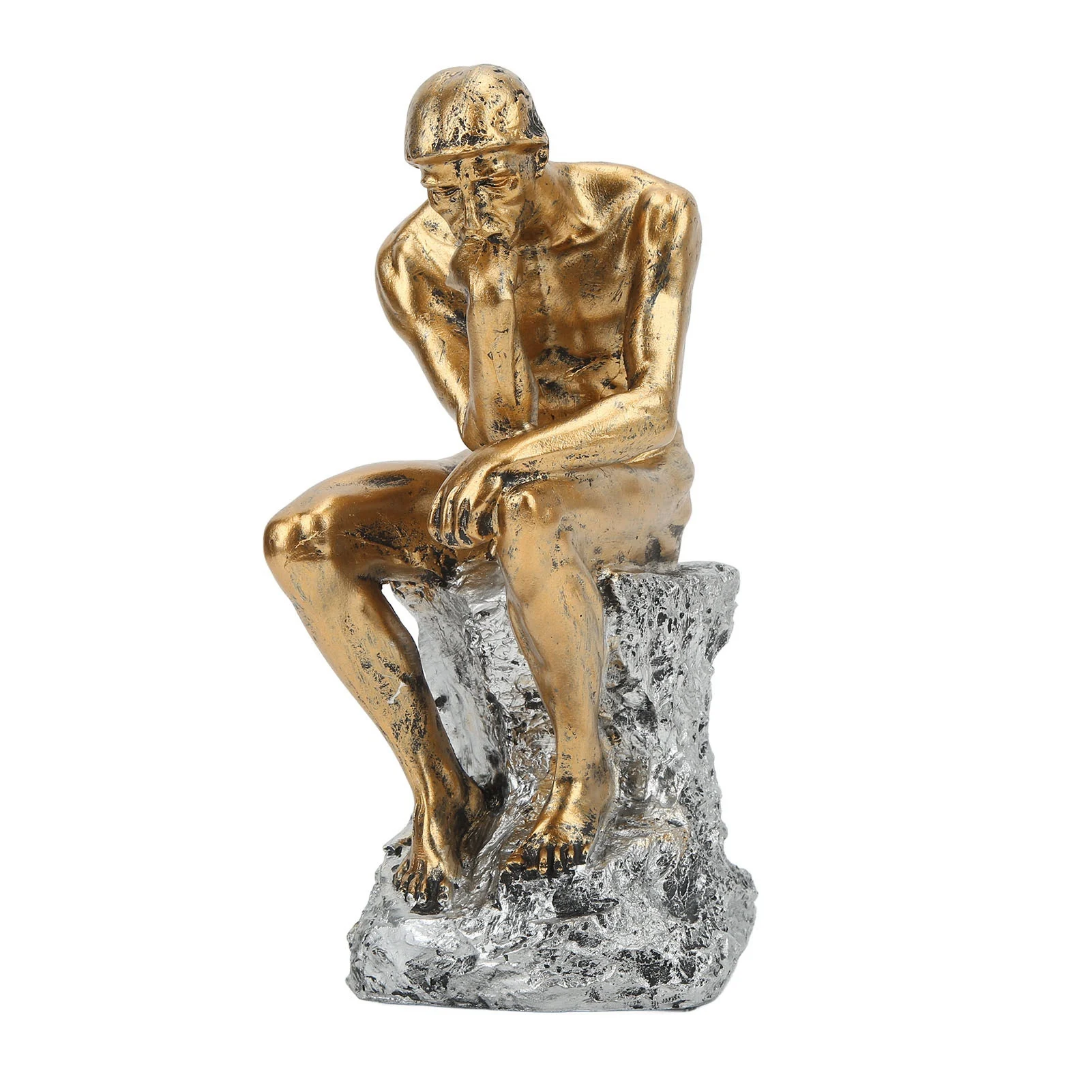 New Resin Sculpture Thinker Statue Gold Sitting Pose Thinker Figurine Resin Luxury Resin Statue Living Room Decor