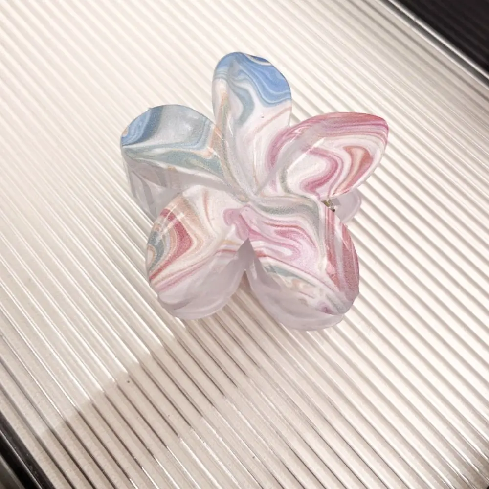 New Fashion Flower Hair Clip Marbling Creativity Plumeria Grab Clip Large Shark Clip Flower Shape Claw Clips For Women