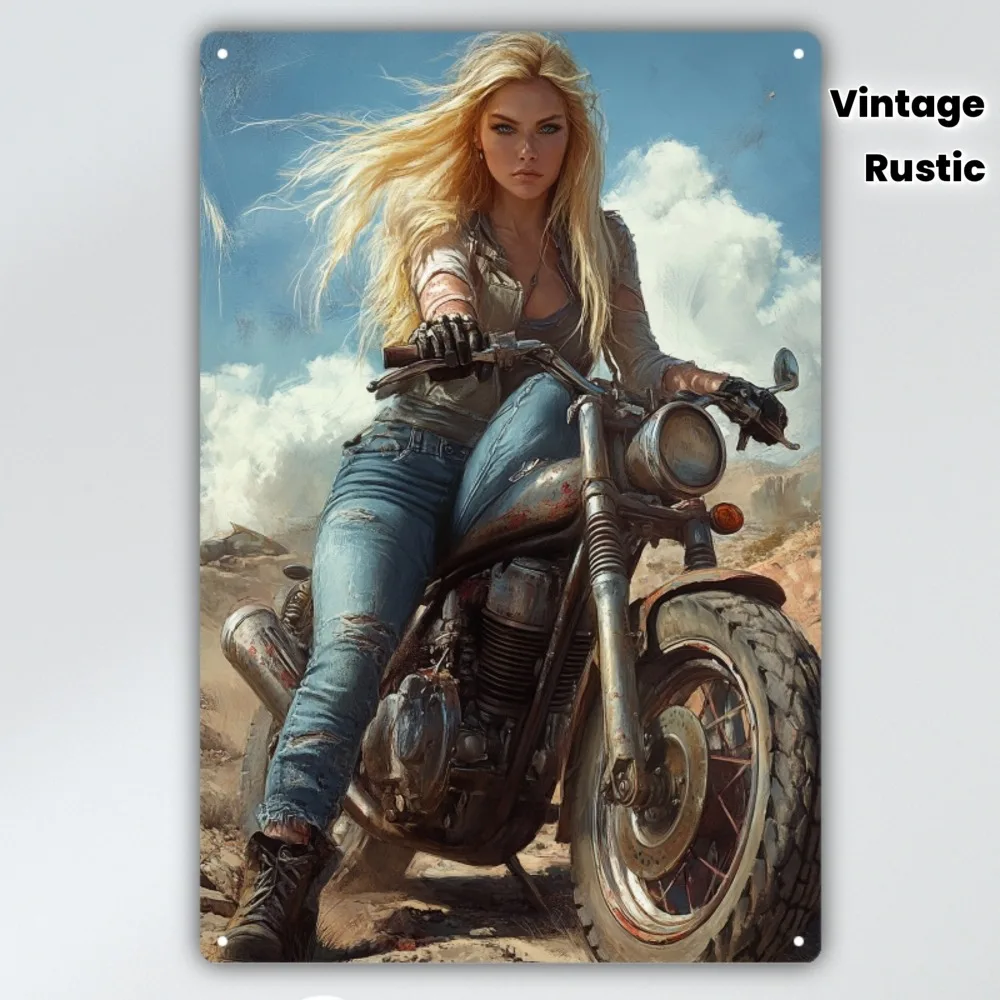 Vintage Metall-Wandschild - Retro Motorrad-Biker-Dekoration mit Hardware, Langlebige Metallskulptur für Garage, Café, Büro & Zuhause