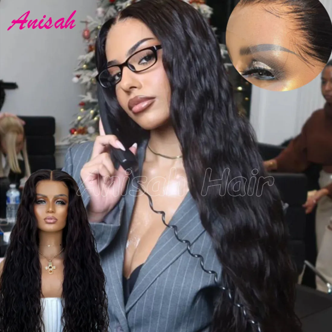 

Парик с прозрачной кружевной вставкой Water Wave 13x4 13x6, кудрявый парик с кружевной застежкой из натуральных волос для женщин