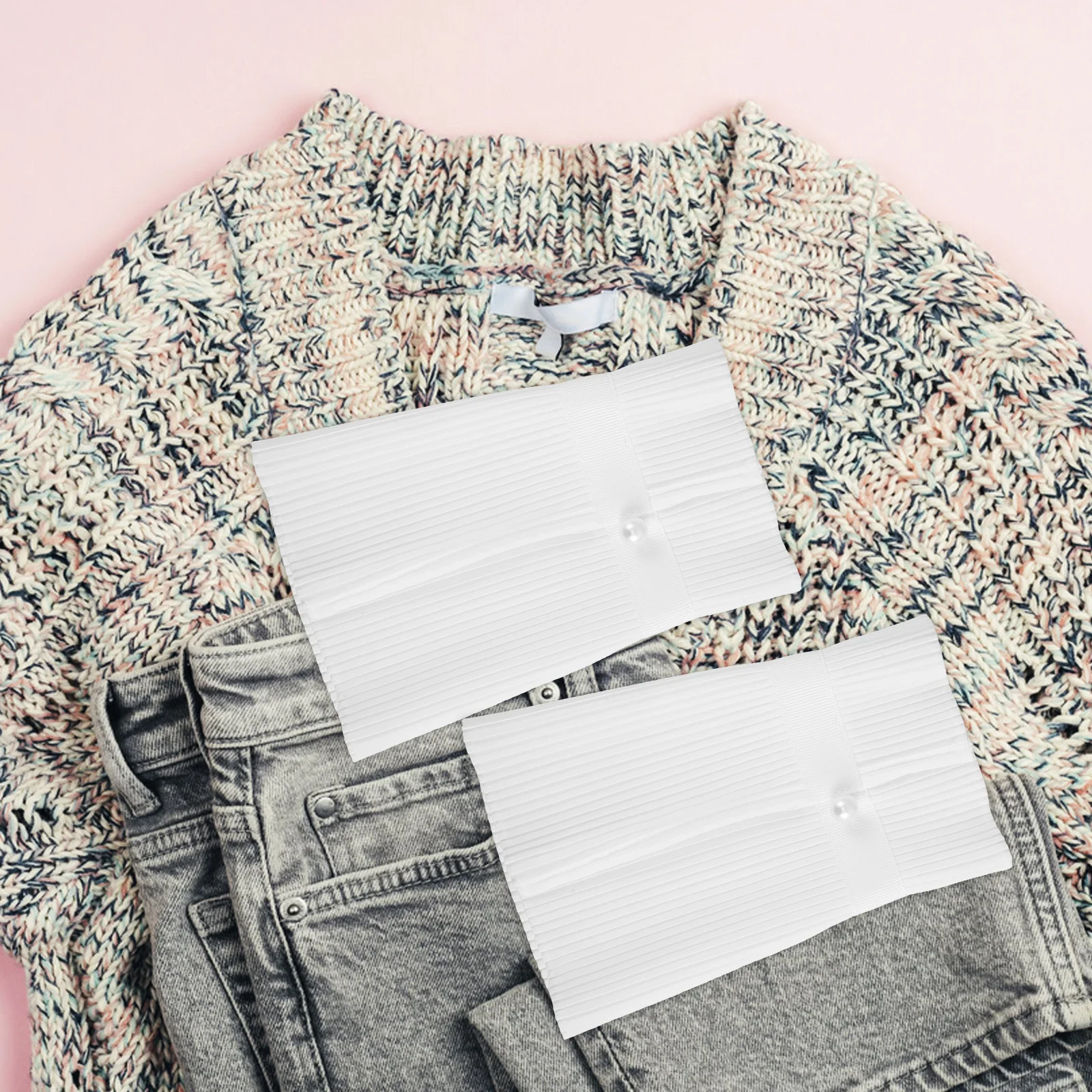 1 пара женских манжет с искусственными рукавами и жемчужными пуговицами, многослойные съемные манжеты с цветочными рюшами для свитера, блузки, пальто, мода