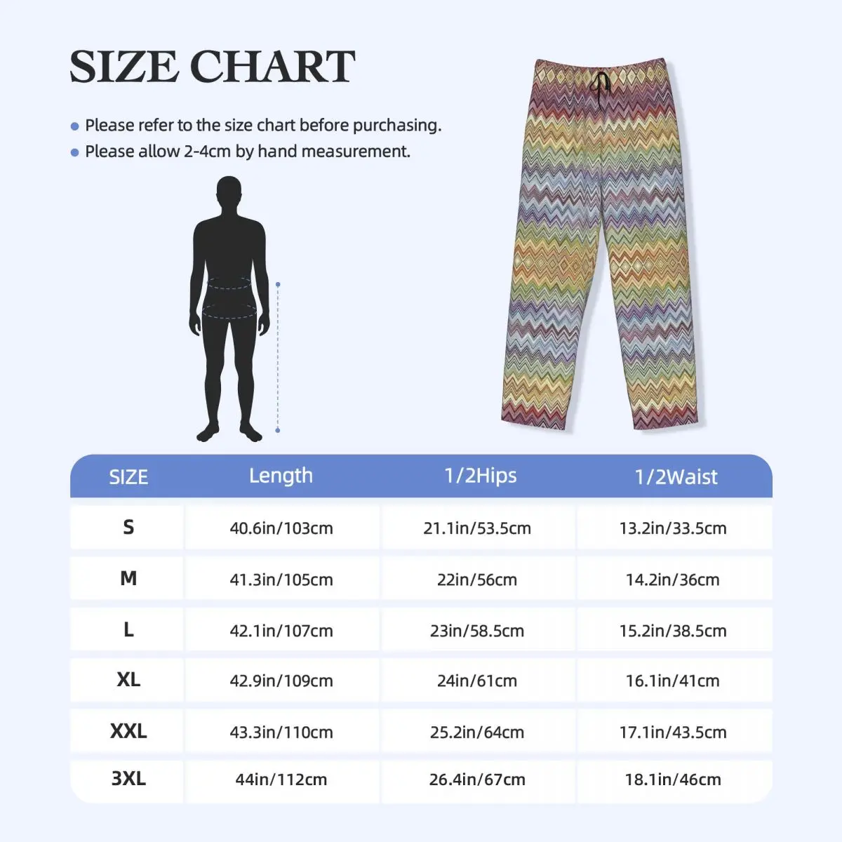 Personalizado impresso boho chique moderno ziguezague calças de pijama masculino geométrico multicolorido dormir bottoms com bolsos