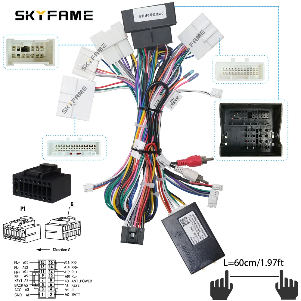 Skyfame adaptador de cablagem de carro, 16 pinos, caixa canbus, decodificador para renault megane 3 koleos fluence lnf1.10 lnf1.11 g-renault-rz-57