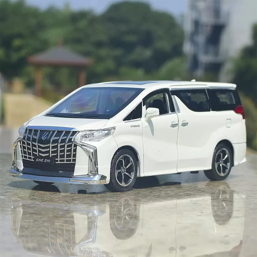 

1:32 Alphard Coaster, миниатюрная модель, игрушки, литой под давлением сплав, автомобильные двери, открытый звук, свет, модные украшения для подарков другу