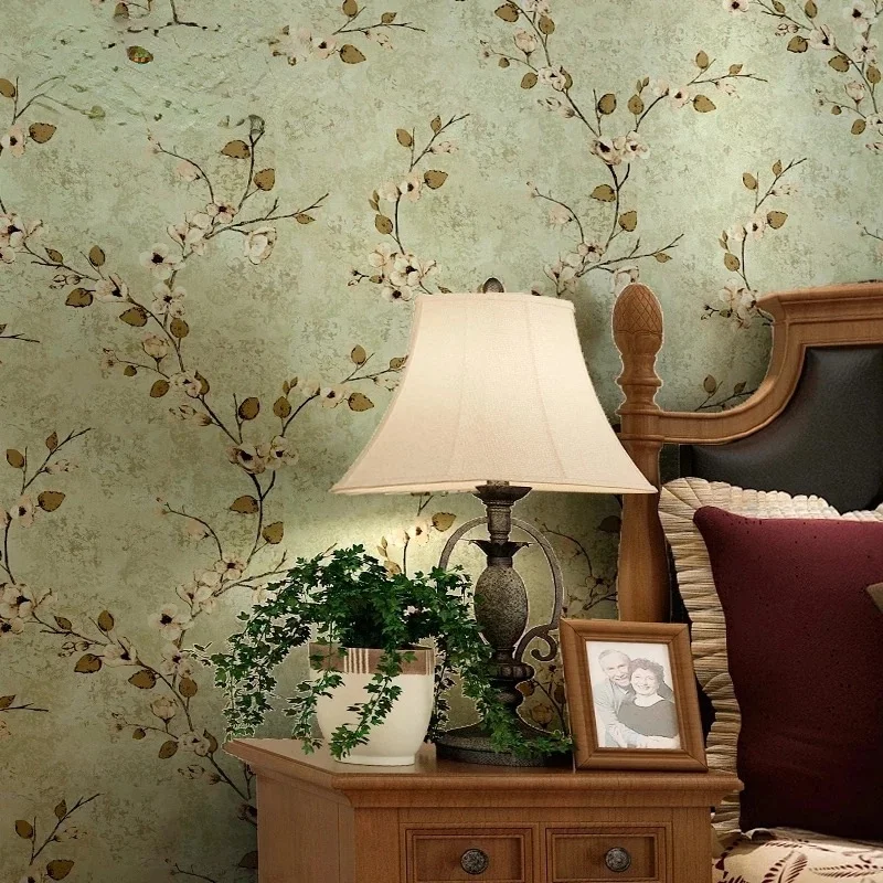 

Miran Ретро Американский Кантри Обои Идиллический Цветок Спальня Гостиная Диван ТВ Обои Маленький Лист