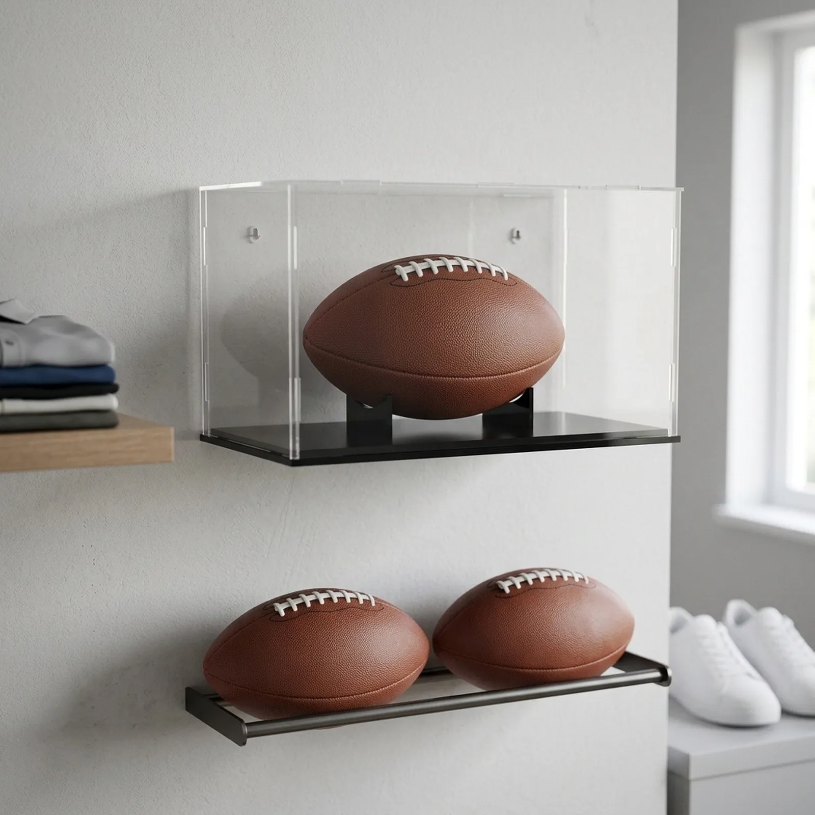 Detachable for acrylic Organizer For Football Display Case Sturdy Construction Transparent Display Box Lightweight Design