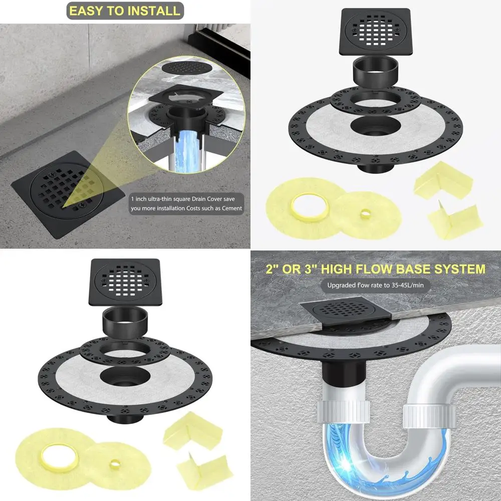 

Матовый черный душевой трап для пола (комплект) с 2 фланцами из АБС-пластика, решеткой из нержавеющей стали SUS 304, водонепроницаемыми уплотнителями, сертификатом CUPC