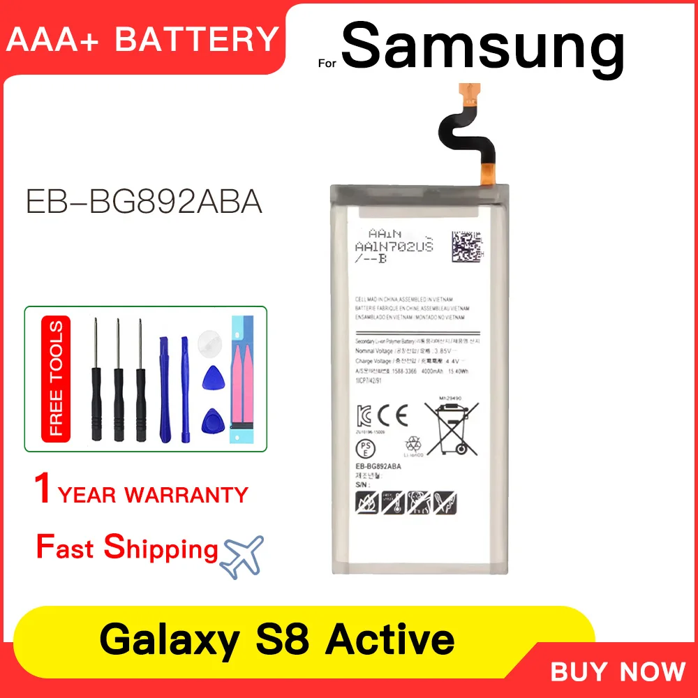 Genuine New Replacement Battery EB-BG892ABA For Samsung GALAXY S8 Active 4000mAh Phone Battery+Tools