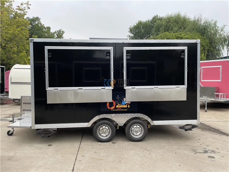 في الهواء الطلق شواء المقلاة العميقة الوجبات السريعة شاحنة الوجبات المحمول وجبة خفيفة عربة بيع الأطعمة مقطورة للبيع