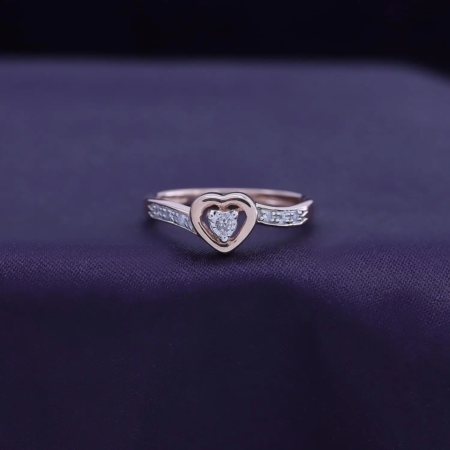 

14K Gold Plated Over Sterling Silver Rings Round Cut Real Moissanite Lab Grown Diamond In Heart Shaped Promise Ring Jewelry Ring