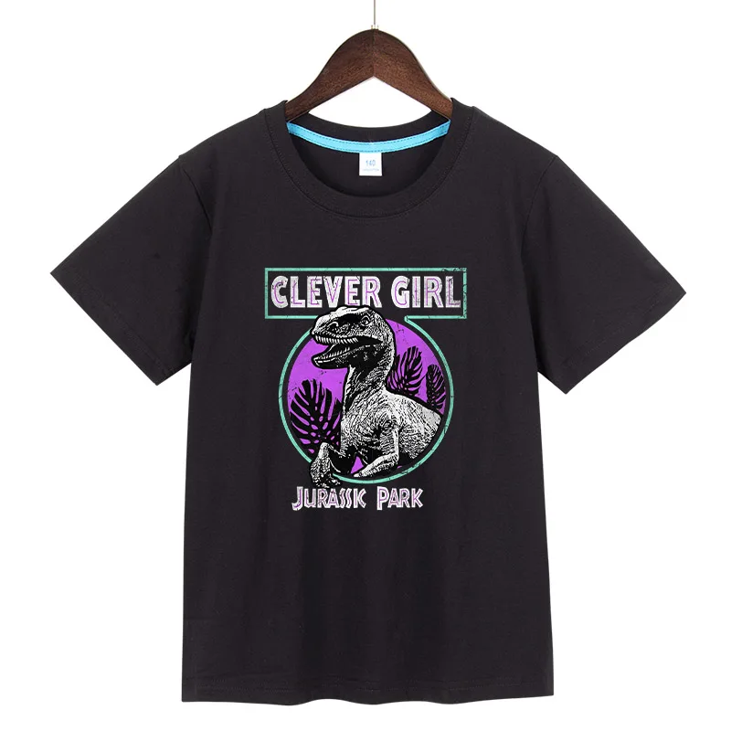 

Jurassic Park Camiseta Teal Raptor Children T-Shirt Tops Summer Cotton Short Sleeve Boy Girl T-Shirt Casual Baby Clothing