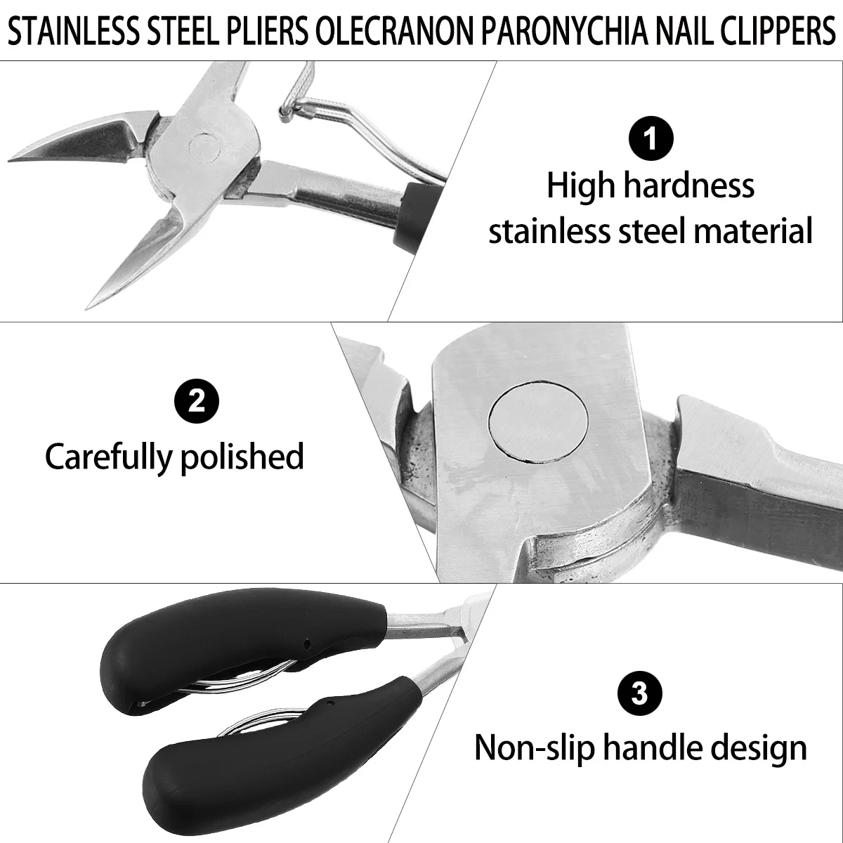 

1Pcs Stainless Steel Toenail Nipper Ergonomic Handle Ingrown Thick Nail Cutter Precision Pedicure Tool Professional Cuticle