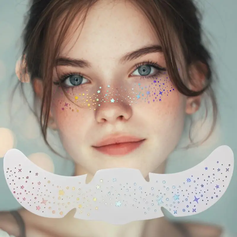 Glitter Freckles Waterproof Tattoos Holographic Heart Stickers for Costume Party Makeup Accessory view 3