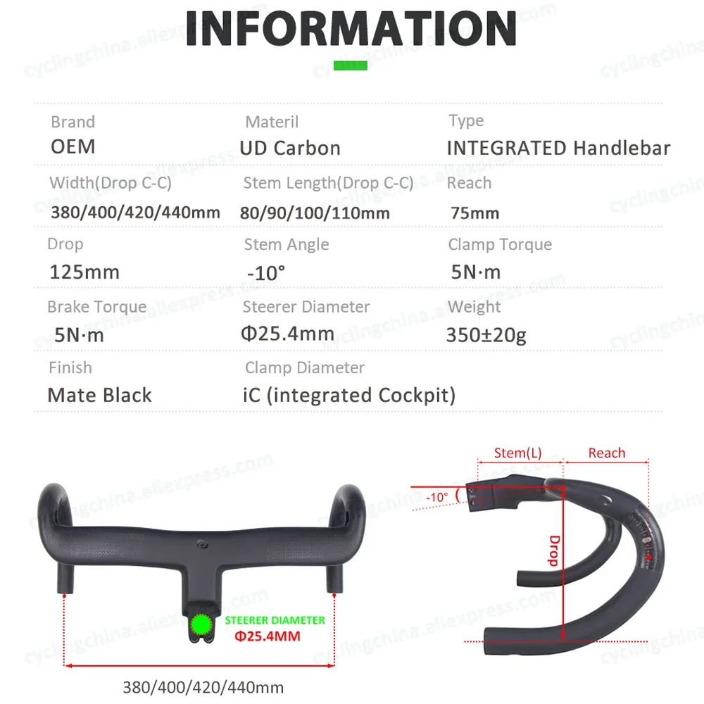 OEM Customization Syncros Creston IC SL AERO Integrated Cockpit Steerer Diameter 25.4mm Full Integrated Cables Bicycle Parts