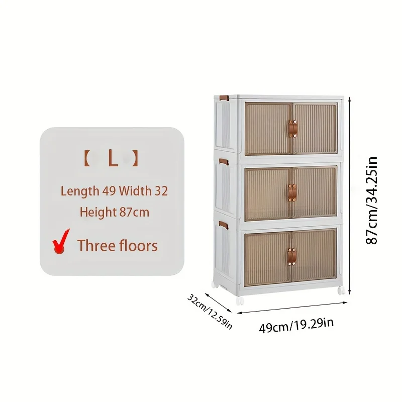 1pc Foldable Storage Cabinet -1/2/3Layers, M/L Sizes, Stackable, Used for Organizing and Storing Multiple Scenarios