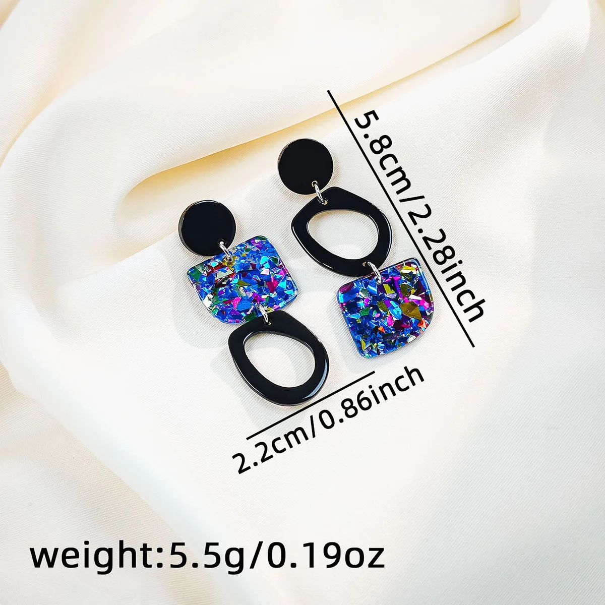 Irregular Geometric Hanging Modern Trend Earrings Women\'s Chic Ornament Charming Colorful Sequin Long Asymmestry Acrylic Earring