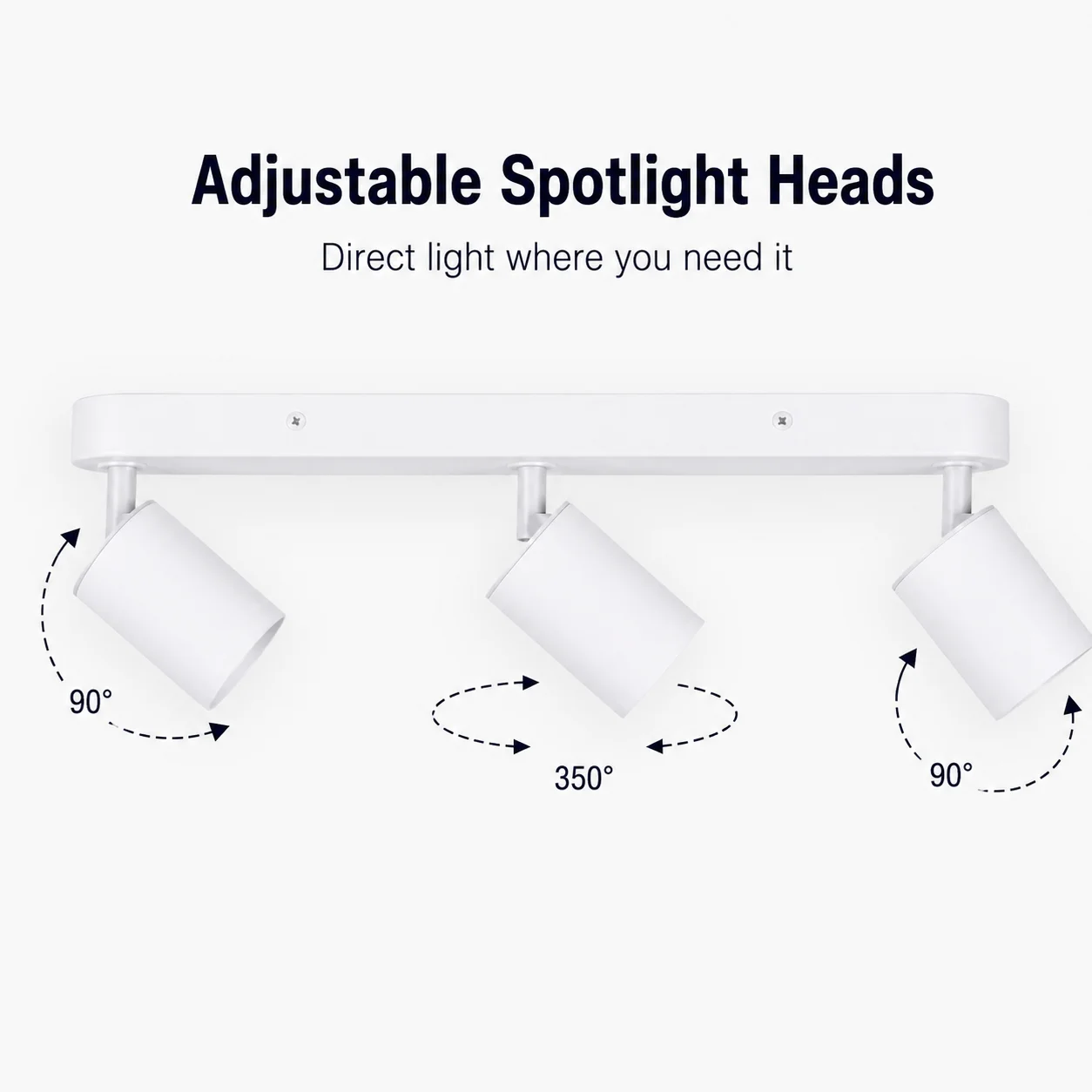 JOYINLED GU10 White Surface Mount Linear Accent Light 3-Light Rotatable Ceiling Spotlight for Living Room Gallery Hallway Decor