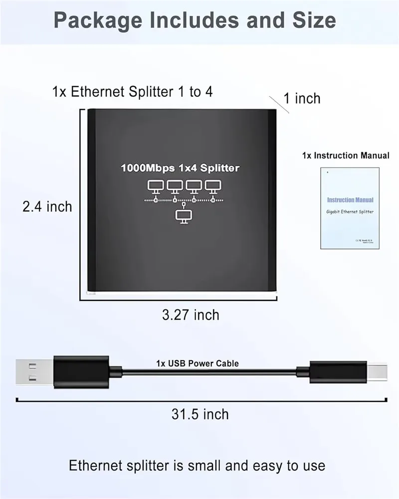 1000Mbps Ethernet Splitter 1 tot 2/4 Netwerk Uitbreiding RJ45 LAN Internet Splitter HUB voor PC Laptop Router TV-Box Digitale TV