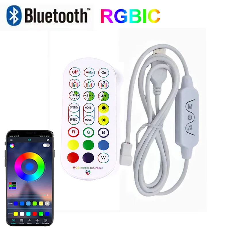USB Smart Bluetooth Rgbic Led Controller APP Control Music Sync Remote Rgbic Controller For 5V 3Pin WS2811 WS2812B Pixels LED