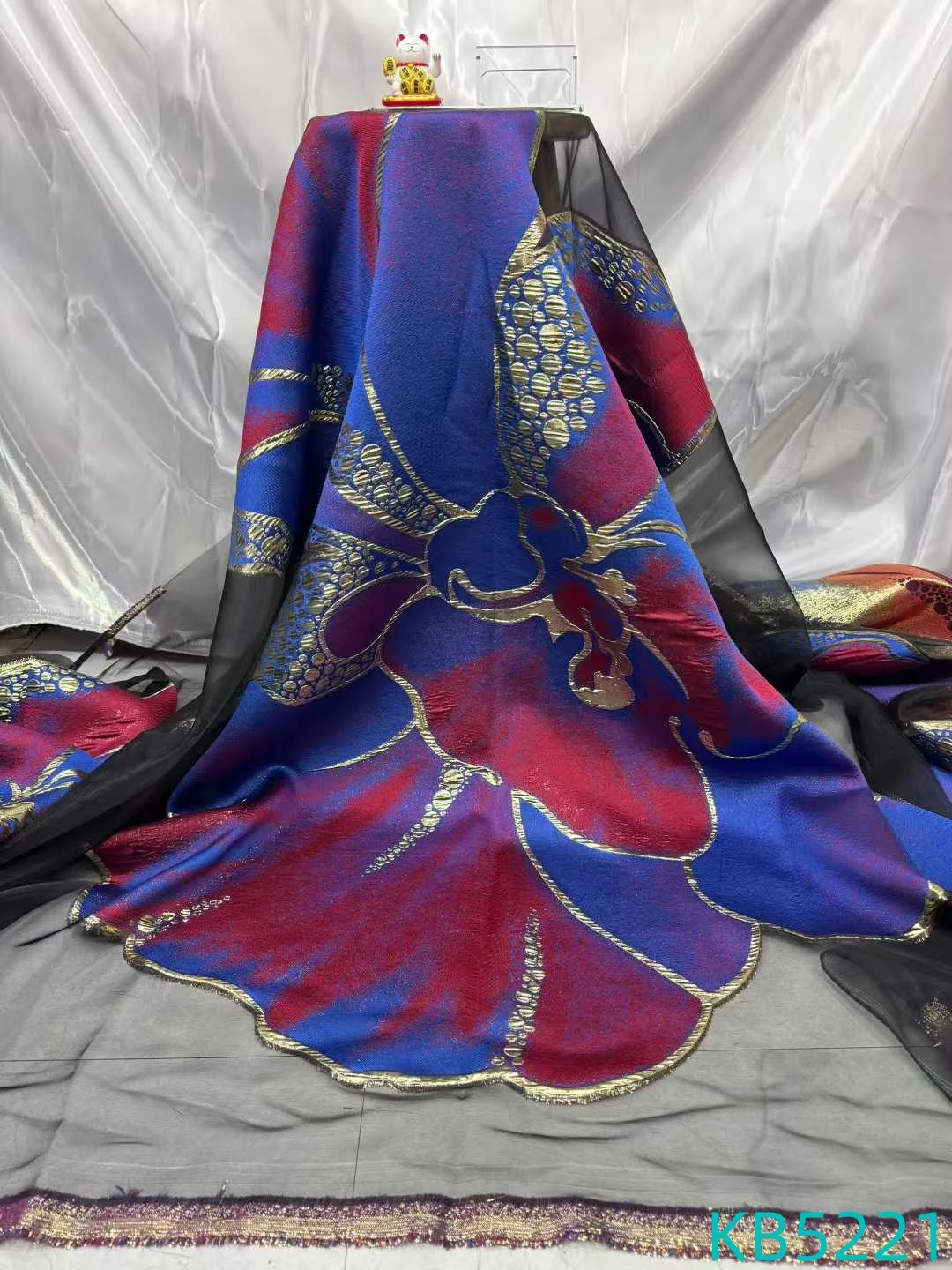 

Ткани из африканского кружева с жаккардовым узором, цвета оранжевый бургунди, органза, с вышивкой пайетками, для шитья, KB5148