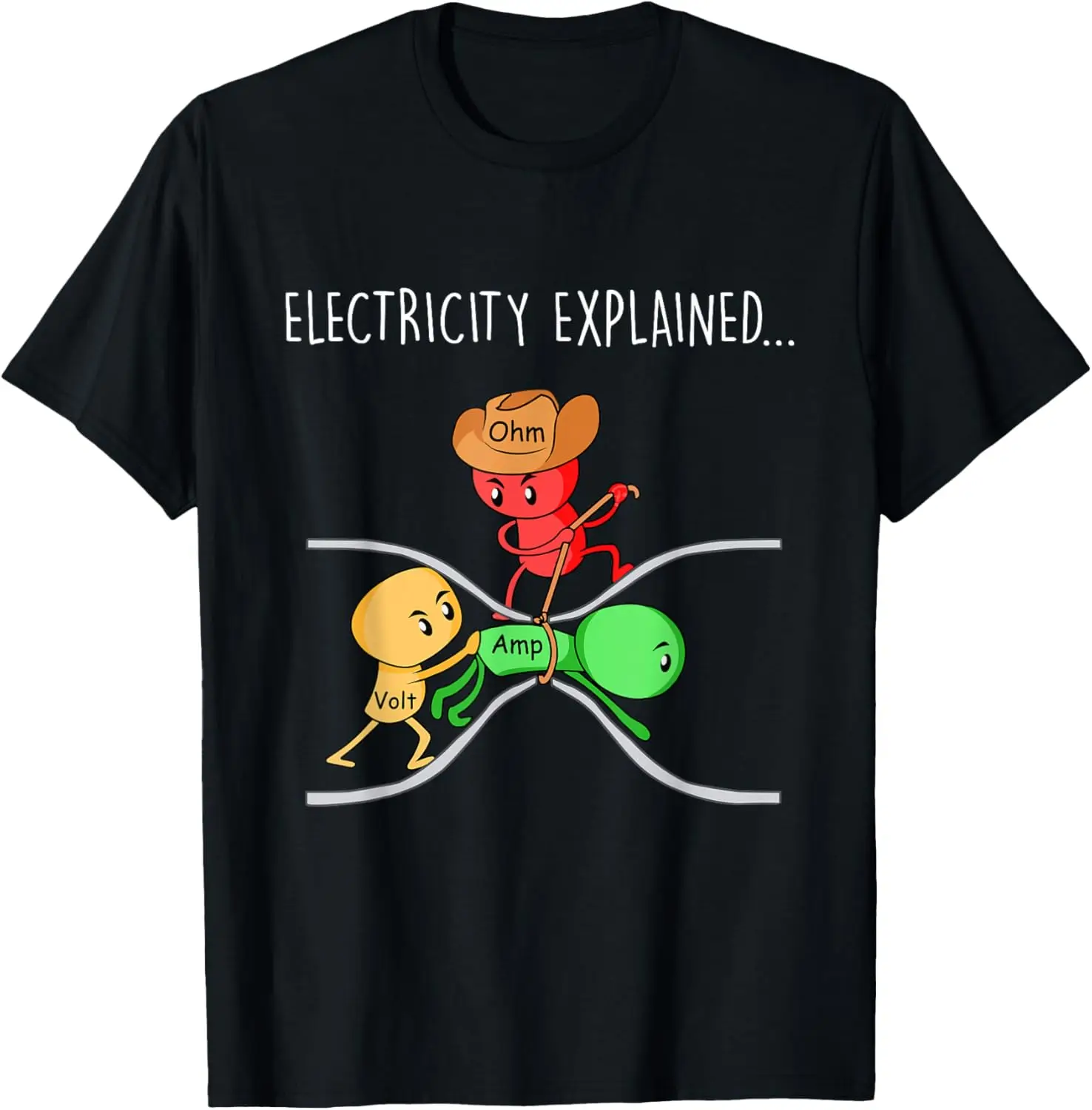 T-Shirt drôle pour professeur de physique, électricité expliquée, blague scientifique, imprimé Kawayi, Design Original, cadeaux, Camiseta Hombre