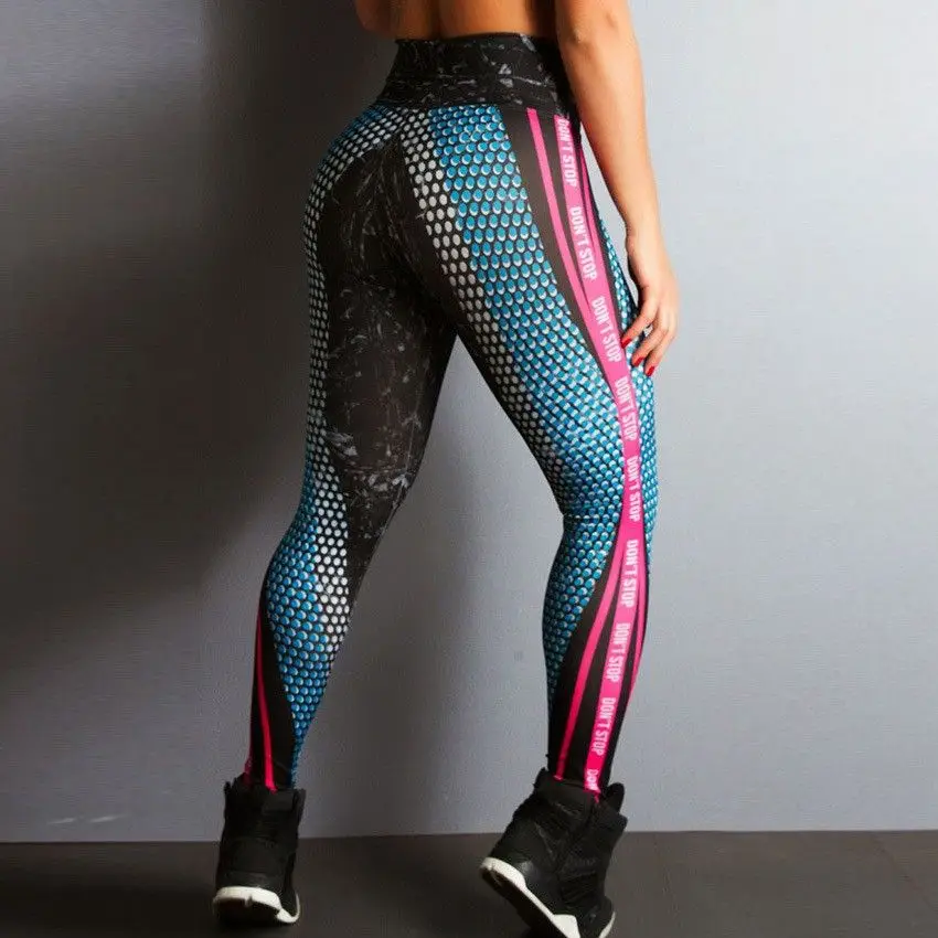 2023 Digital Print Letter Sport Yoga Fitn Pants Women plus Size Leggings Tummy Control High Waist Nine Points Pants
